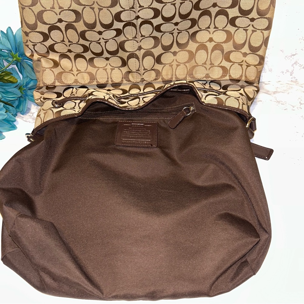 Coach Brown and cream signature drawstring bag. - Picture 8 of 9